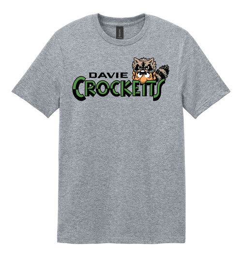 Gray t-shirt with Davie Crocketts logo featuring the mascot on a white background
