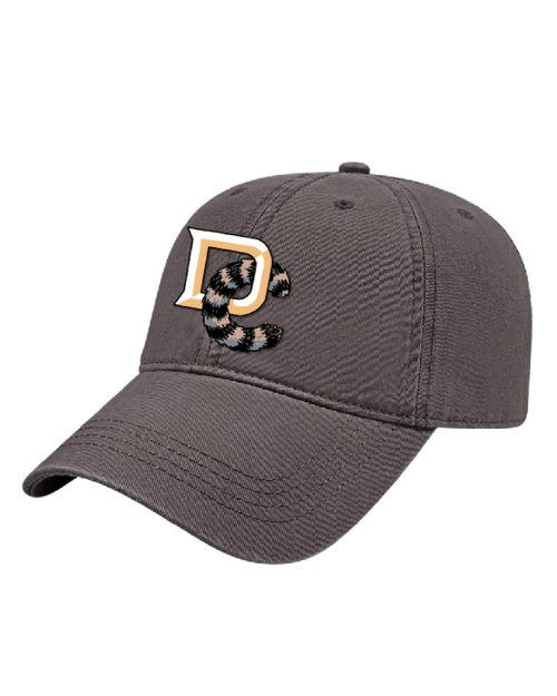 Charcoal cap with a decorative Davie Crocketts logo on a white background